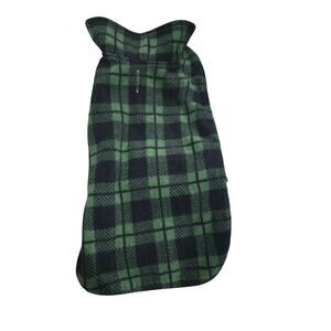 Pet Supplies‎ Fleece Dog Coat Green Black Plaid M/L Dog Clothing 15" Length